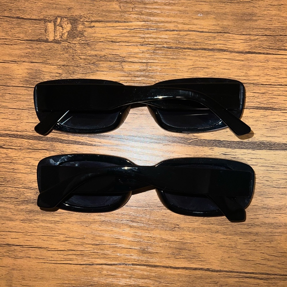 2 Pairs of Black Women’s Y2K Style Rectangle Frame Sunglasses - Picture 3 of 3